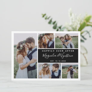 Modern Happily Ever After Photo Collage Wedding Thank You Card