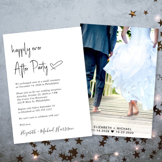 Modern Happily Ever After Photo Wedding Reception Announcement (Creator Uploaded)