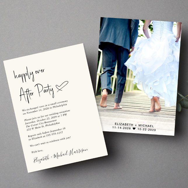 Modern Happily Ever After Photo Wedding Reception Invitation (Creator Uploaded)