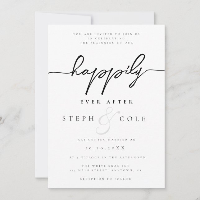 Modern Happily Ever After Wedding Invitations (Front)