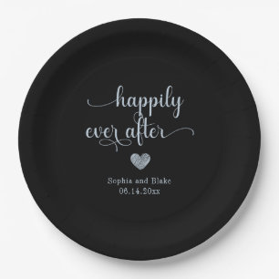Modern Happily Ever After Wedding Paper Plate