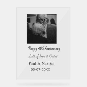 Modern happy 40th anniversary add name date photo acrylic sign