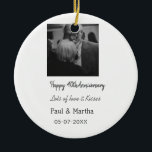 Modern happy 40th anniversary add name date photo ceramic tree decoration<br><div class="desc">Design for couple love</div>
