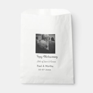 Modern happy 40th anniversary add name date photo favour bags