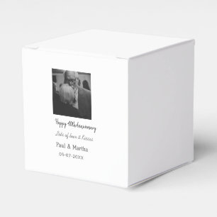Modern happy 40th anniversary add name date photo favour box