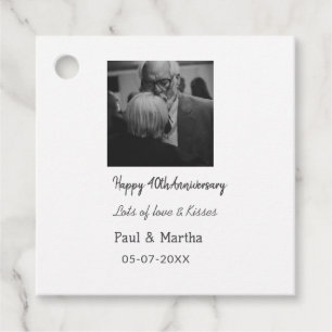 Modern happy 40th anniversary add name date photo favour tags