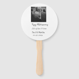 Modern happy 40th anniversary add name date photo hand fan