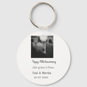 Modern happy 40th anniversary add name date photo key ring