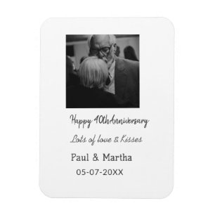 Modern happy 40th anniversary add name date photo magnet
