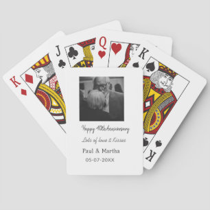 Modern happy 40th anniversary add name date photo playing cards