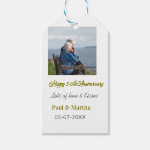 Modern happy 50th anniversary add name date photo  gift tags