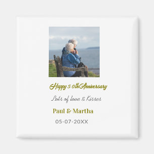 Modern happy 50th anniversary add name date photo magnet