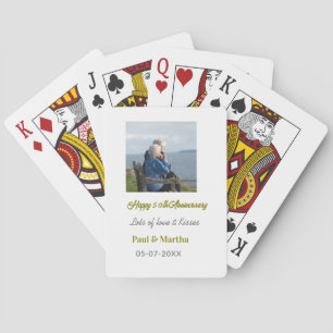 Modern happy 50th anniversary add name date photo  playing cards