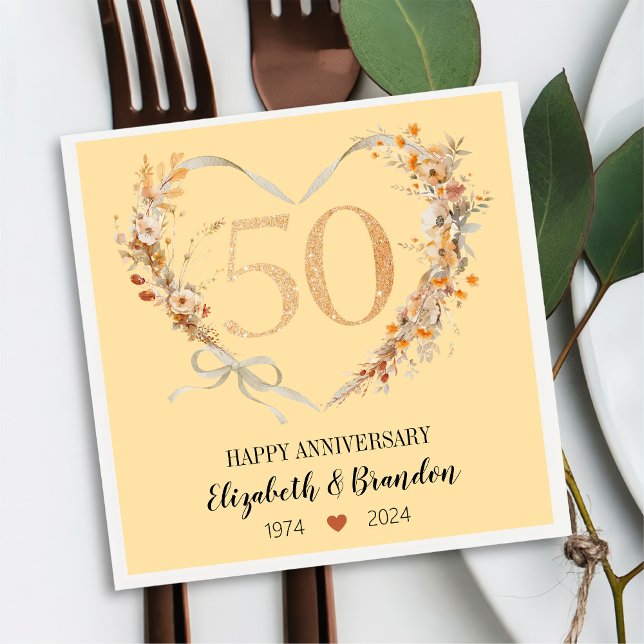 Modern Happy 50th Anniversary Wedding Napkins (Creator Uploaded)