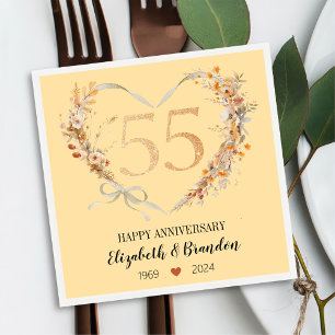 Modern Happy 55th Anniversary Wedding Napkins