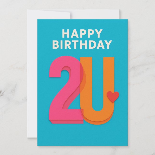 Modern Happy Birthday 2U Design Birthday Card (Front)