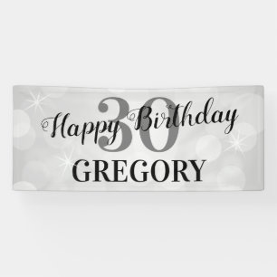 Modern Happy Birthday Any Age & Name Banner