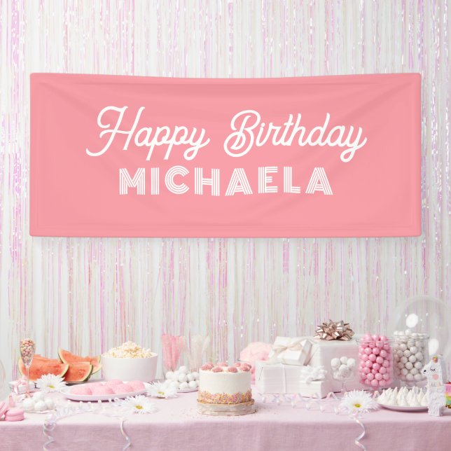 Modern Happy Birthday Custom Name Banner (Party)