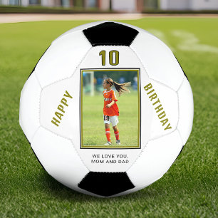 Modern Happy Birthday Custom Photo Soccer Ball