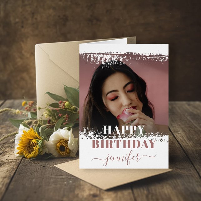 Modern Happy Birthday Dusty Rose Photo template (Creator Uploaded)