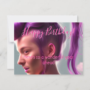 Modern Happy Birthday Hot Pink Postcard