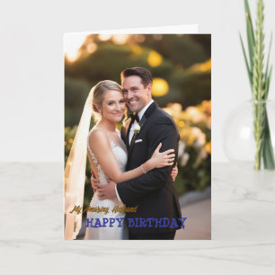 Modern happy birthday husband collage Photo Card