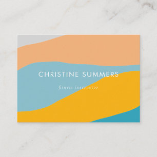 Modern Happy Bold Geometric Orange Blue Stripes Business Card