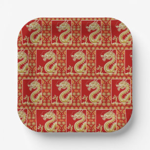 Modern Happy Chinese New Year modern asian pattern Paper Plate