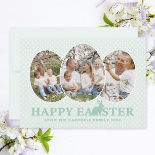 Modern Happy Easter Bunny Pastel Mint Photo Eggs Holiday Card