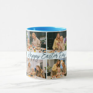 Modern Happy Easter Day Photo Collage Coffee Mug
