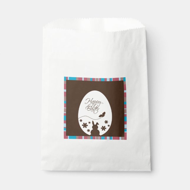 Modern Happy Easter Egg Chocolate Brown Favour Bags (Front)
