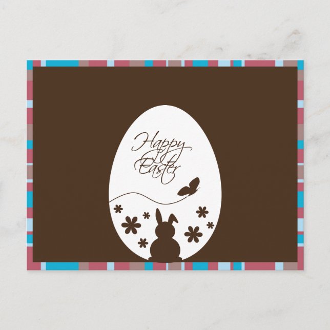 Modern Happy Easter Egg Chocolate Brown Postcard (Front)
