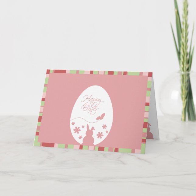 Modern Happy Easter Egg Pastel Pink Holiday Card (Front)