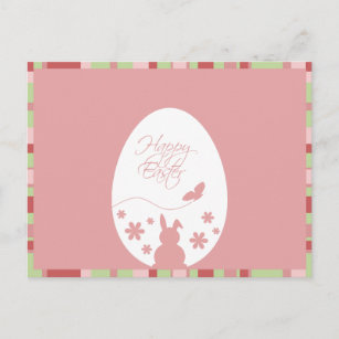 Modern Happy Easter Egg Pastel Pink Rose Postcard
