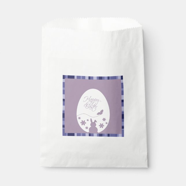 Modern Happy Easter Egg Pastel Purple Favour Bags (Front)
