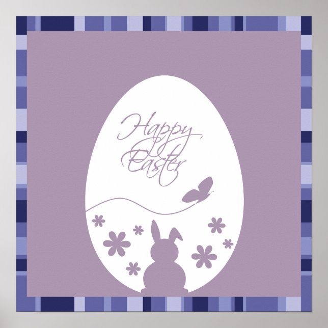 Modern Happy Easter Egg Pastel Purple Poster (Front)