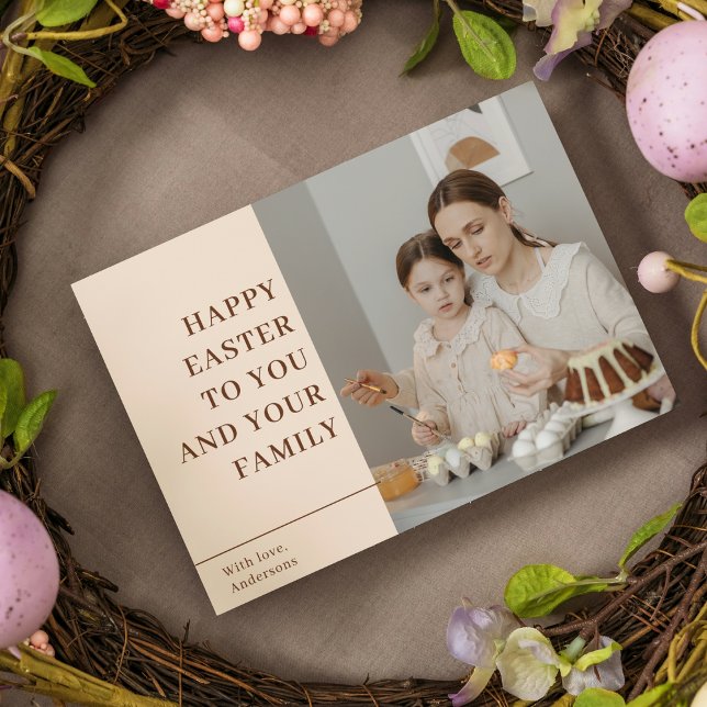 Modern Happy Easter | Family Gift  Postcard (Creator Uploaded)
