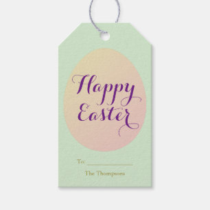 Modern Happy Easter Painted Eggs Soft Green Gift Tags