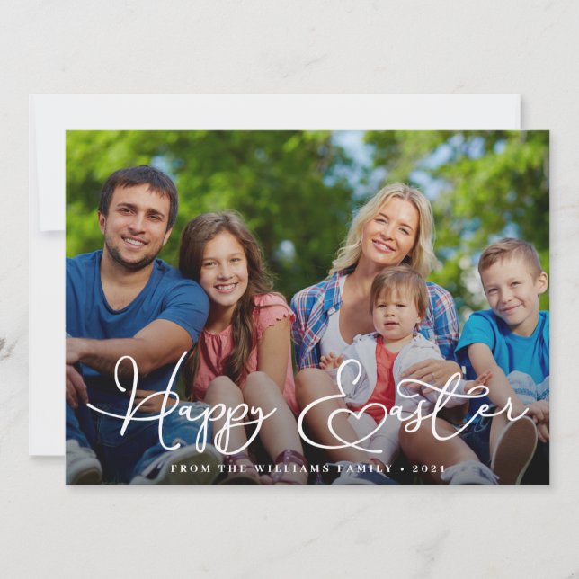 Modern Happy Easter Photo Holiday Card (Front)