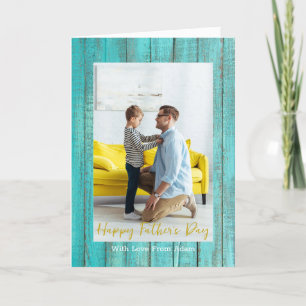 Modern Happy Father's Day Custom Photo Script Holiday Card