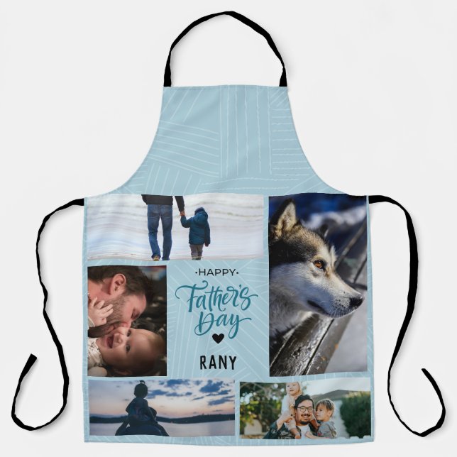 Modern Happy Father's Day Photo Collage Custom  Apron (Front)
