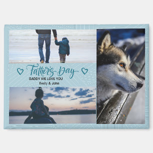 Modern Happy Father's Day Photo Collage Custom Magnet
