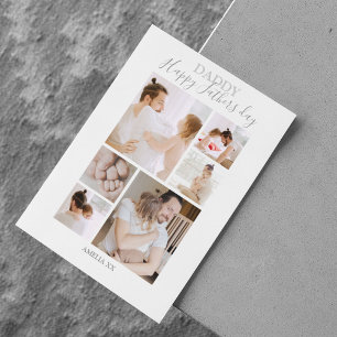 Modern Happy Fathers Day Photo Collage Holiday Card