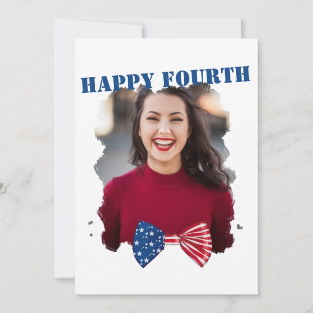 Modern happy fourth USA independence 4th july bow  Card (Front)