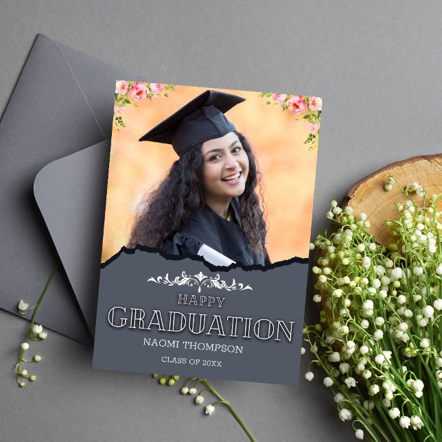 Modern Happy Graduation Personalised Photo Party Invitation (Creator Uploaded)