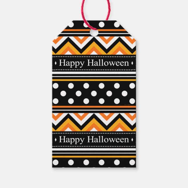 Modern Happy Halloween Pattern Gift Tags (Front)