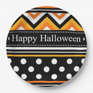Modern Happy Halloween Pattern Paper Plate