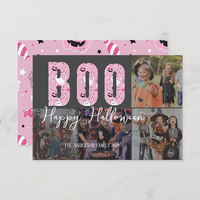 Modern Happy Halloween Photo Card (Front/Back)