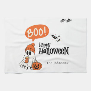 Modern Happy Halloween Tea Towel