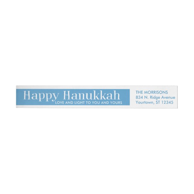 Modern Happy Hanukkah | Blue & White Wrap Around Label (Individual)